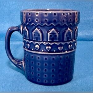 Blue Ceramic Mug with Embossed Design